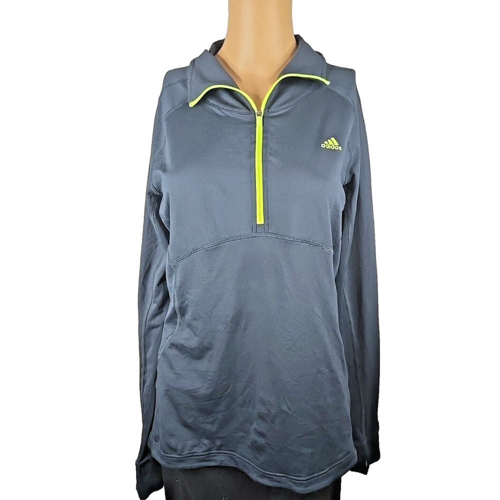 Adidas Women's Gray and Green Climalite Quarter Zip Pullover Size Medium